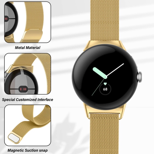 Kakurookie Compatible for Google Pixel Smart Watch Bands Women Men, Stainless Steel Magnetic Metal Strap Quick Release Replacement Wristband Bracelet