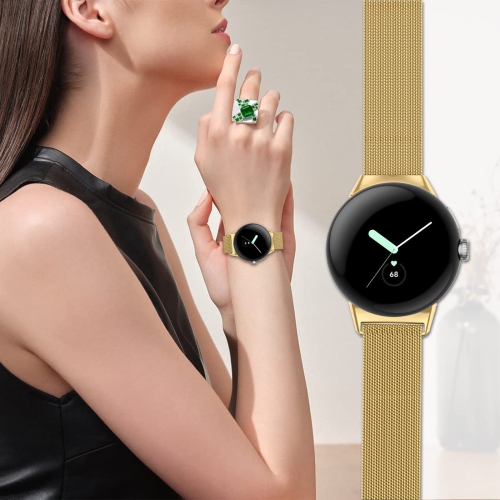 Kakurookie Compatible for Google Pixel Smart Watch Bands Women Men, Stainless Steel Magnetic Metal Strap Quick Release Replacement Wristband Bracelet