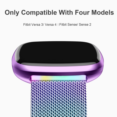 Bracelets compatibles seulement avec les montres Versa 3/Versa 4 et Sense/Sense 2 de Fitbit, bracelets de rechange pour Wome en acier inoxydable