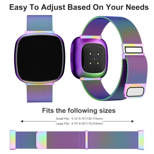 Bracelets compatibles seulement avec les montres Versa 3/Versa 4 et Sense/Sense 2 de Fitbit, bracelets de rechange pour Wome en acier inoxydable