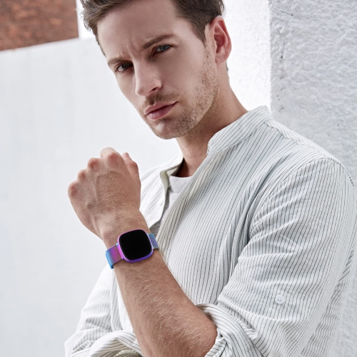 Bracelets compatibles seulement avec les montres Versa 3/Versa 4 et Sense/Sense 2 de Fitbit, bracelets de rechange pour Wome en acier inoxydable