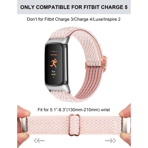 Paquet de 2 bracelets compatibles Fitbit charge 5 pour femmes bracelet sport cuir boucle élastique ajustable bracelet sport cuir boucle Solo pour