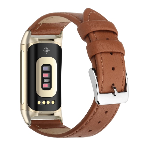 Bracelet cuir véritable compatible avec les bracelets charge 5 de Fitbit pour femmes, bracelet sport cuir véritable respirant souple pour Tracke