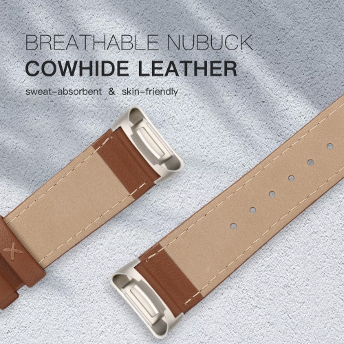 Bracelet cuir véritable compatible avec les bracelets charge 5 de Fitbit pour femmes, bracelet sport cuir véritable respirant souple pour Tracke