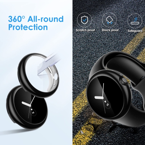 NANW 4 – Protecteur d’écran compatible avec la montre Pixel de Google, étui antichoc robuste en TPUR souple, accessoires de protection complète pour