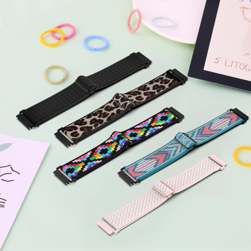 Simpeak 5-Pack Stretchy Band Compatible with Samsung Galaxy Watch 4/Watch 5/5 Pro/Active 2/Classic/Galaxy Watch 3 41mm/Galaxy Watch 42mm, Nylon Men