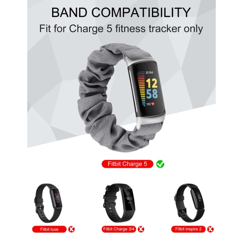 Paquet de 3 bracelets Scrunchie compatibles avec les bracelets charge 5 de Fitbit pour femmes filles en tissu doux élastique bracelet élastique à