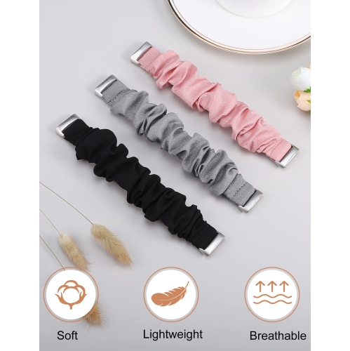 Paquet de 3 bracelets Scrunchie compatibles avec les bracelets charge 5 de Fitbit pour femmes filles en tissu doux élastique bracelet élastique à