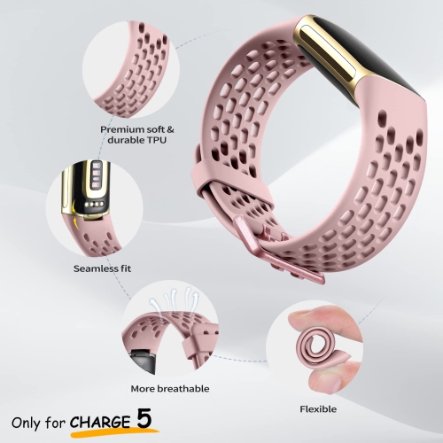 Bracelets rechange pour femmes, bracelet respirant et étanche charge 5 Fitbit pour accessoires moniteur d’activité charge 5, paq. 3