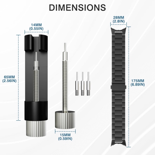 MoKo – Bracelet en métal compatible avec la montre intelligente Pixel de Google, bracelets de rechange acier inox. Avec outil de retrait de lien pour