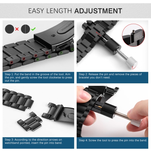 MoKo – Bracelet en métal compatible avec la montre intelligente Pixel de Google, bracelets de rechange acier inox. Avec outil de retrait de lien pour