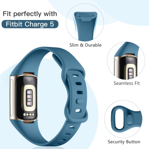 Paquet de 4 bracelets pour femmes charge 5 de Fitbit, minces bracelets silicone et étanches sport/bracelet respirant pour charge 5 de Fitbit moniteur