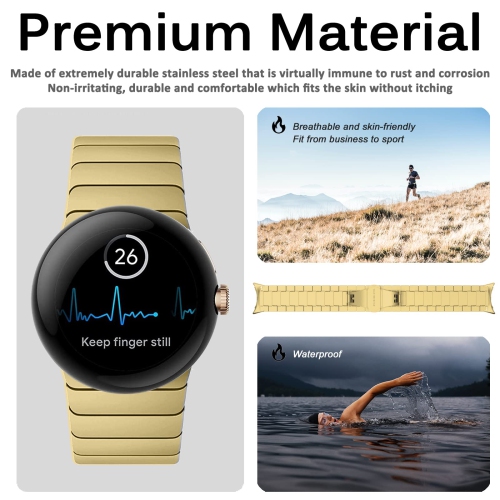 Miimall Compatible with Google Pixel Watch Band Men Women, Stainless Steel Metal with Butterfly Clasp Replacement Bracelet Strap for Google Pixel