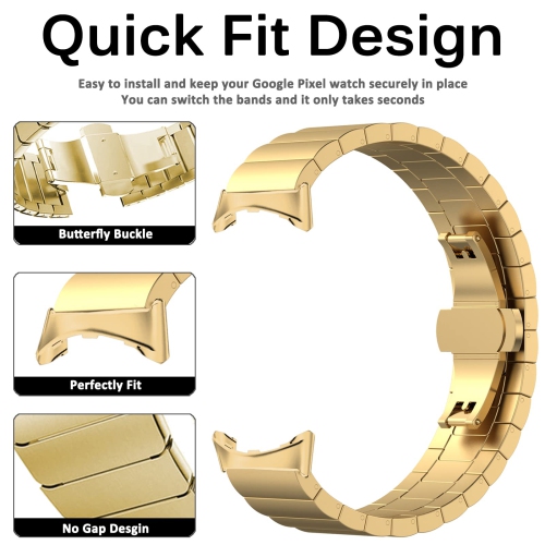 Miimall Compatible with Google Pixel Watch Band Men Women, Stainless Steel Metal with Butterfly Clasp Replacement Bracelet Strap for Google Pixel