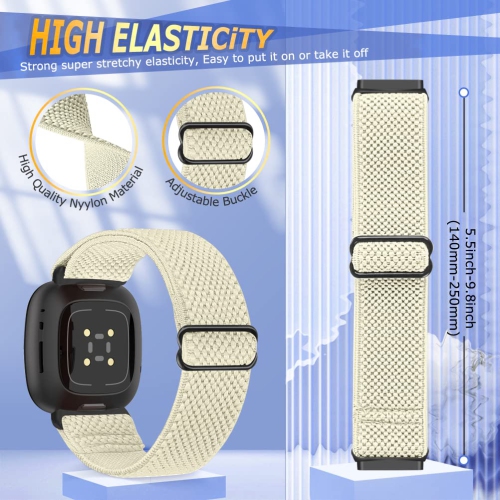 Runostrich Elastic Watch Band Compatible with Fitbit Versa 4/Fitbit Sense 2/Fitbit Versa 3/Fitbit Sense, Soft Nylon Stretch Adjustable Band