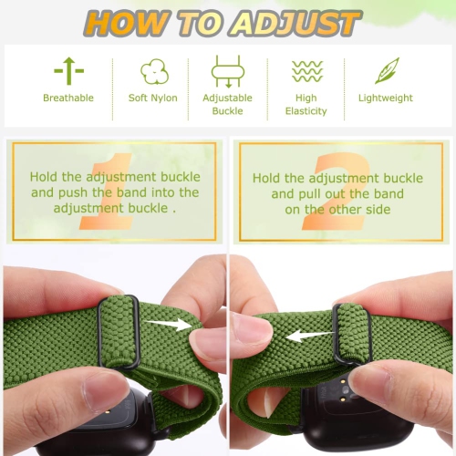 Runostrich Elastic Watch Band Compatible with Fitbit Versa 4/Fitbit Sense 2/Fitbit Versa 3/Fitbit Sense, Soft Nylon Stretch Adjustable Band