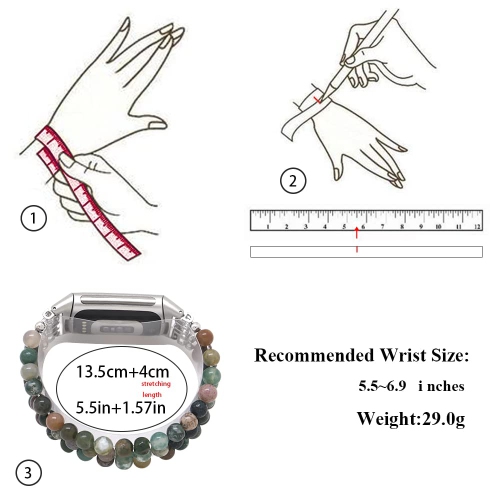 Bracelets de rechange à perles de pierres précieuses naturelles pour femmes filles charge 5 de Fitbit