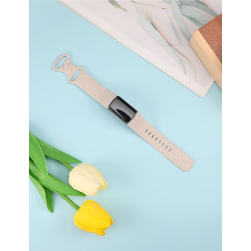 Bracelets charge 5 pour femmes bracelet sport silicone souple pour hommes remplacement à motif de fleur gravé laser pour charge 5 Accessoires