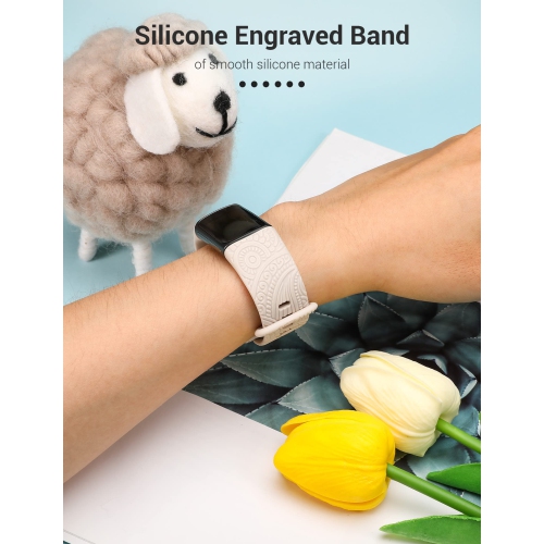 Bracelets charge 5 pour femmes bracelet sport silicone souple pour hommes remplacement à motif de fleur gravé laser pour charge 5 Accessoires