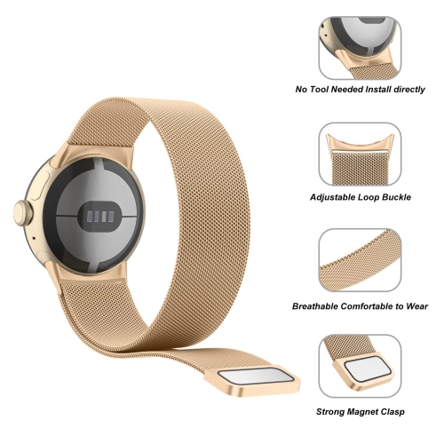 Bracelet métal compatible avec les bracelets Pixel montre Google pour femmes, bracelet remplacement boucle filet inox pour Pixel