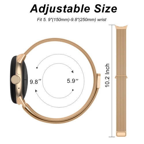 Bracelet métal compatible avec les bracelets Pixel montre Google pour femmes, bracelet remplacement boucle filet inox pour Pixel