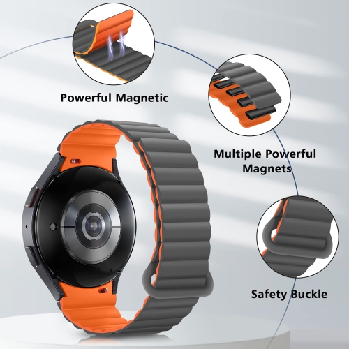 HITZEE&nbsp;Bands Compatible with Samsung Galaxy Watch 4 Band 40mm 44mm Galaxy Watch 5, 20mm Silicone Magnetic Loop Sport Strap Bracelet for Galaxy