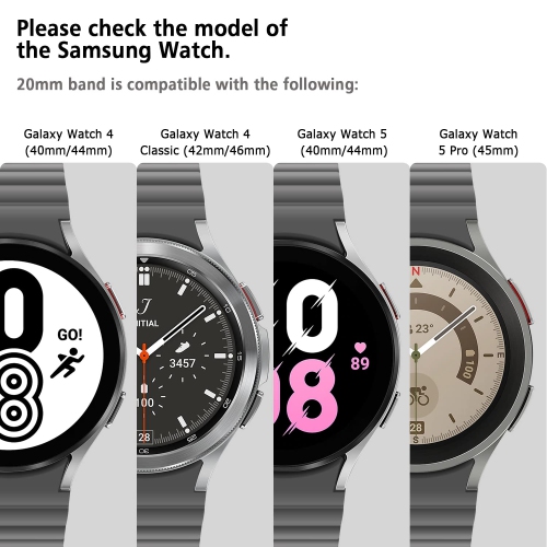 HITZEE&nbsp;Bands Compatible with Samsung Galaxy Watch 4 Band 40mm 44mm Galaxy Watch 5, 20mm Silicone Magnetic Loop Sport Strap Bracelet for Galaxy