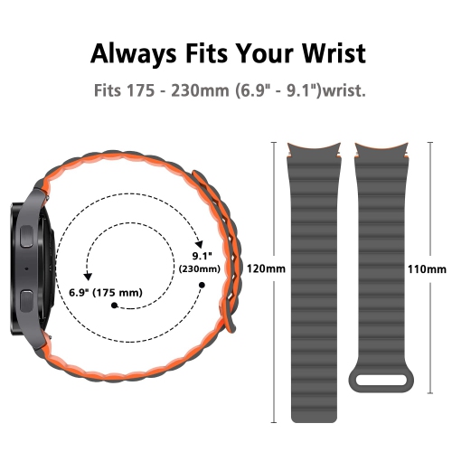 HITZEE&nbsp;Bands Compatible with Samsung Galaxy Watch 4 Band 40mm 44mm Galaxy Watch 5, 20mm Silicone Magnetic Loop Sport Strap Bracelet for Galaxy