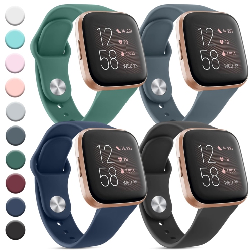 HLD  4 Pack Bands for Fitbit Versa 2 / Fitbit Versa / Fitbit Versa Se / Fitbit Versa Lite Bands for Women Men, Soft Silicone Sport Strap Replacement