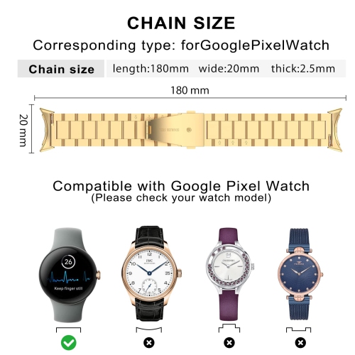 Compatible avec le bracelet de montre Pixel de Google et le bracelet sport en acier inoxydable pour la montre Pixel de Google
