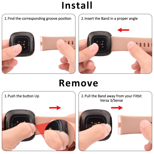 4 bracelets sport compatibles avec les bracelets Versa 3 et Sense de Fitbit, bracelets de rechange silicone souple classique pour montre intelligente