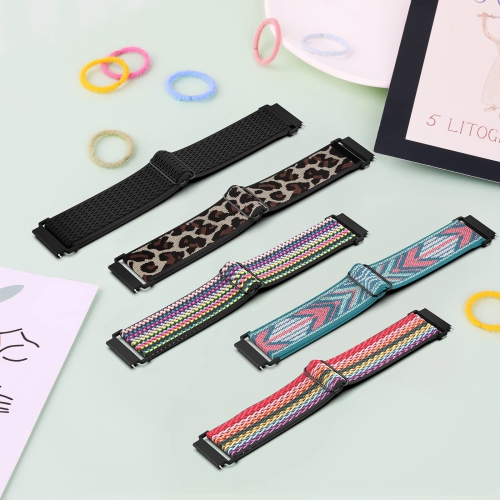 Simpeak 5-Pack Stretchy Band Compatible with Samsung Galaxy Watch 4/Watch 5/5 Pro/Active 2/Active/Galaxy Watch 3 41mm/Galaxy Watch 42mm, Nylon Men