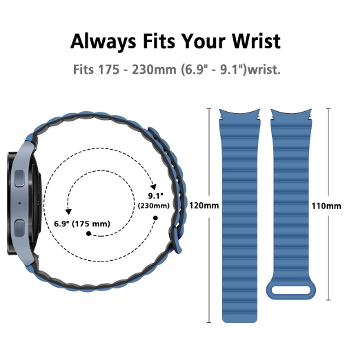 Bracelets HITZEE compatibles avec les bracelets Galaxy Watch 4 40 mm Galaxy Watch 5 de Samsung, bracelet sport à boucle magnétique 20 mm en silicone