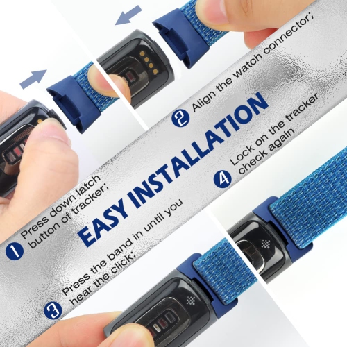 Sport Loop Nylon Watch Bands Only Compatible with Fitbit Charge 5 Bands, Adjustable Breathable Replacement Soft Nylon Loop Wristband Accessories for