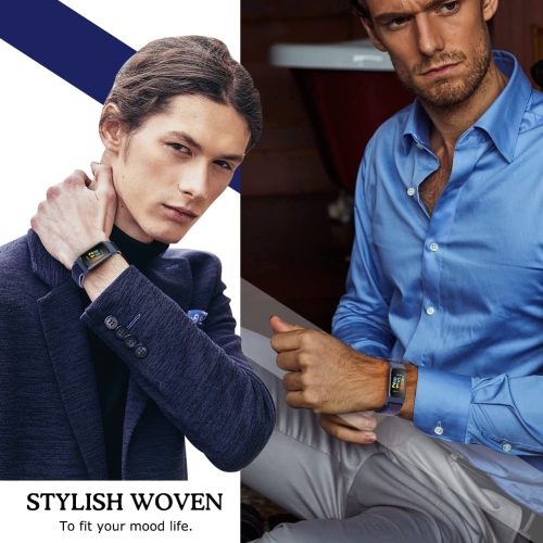 Sport Loop Nylon Watch Bands Only Compatible with Fitbit Charge 5 Bands, Adjustable Breathable Replacement Soft Nylon Loop Wristband Accessories for