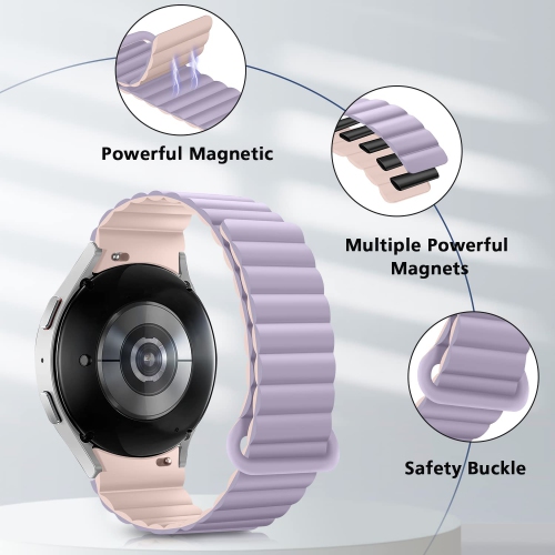 HITZEE Bands Compatible with Samsung Galaxy Watch 4 Band 40mm 44mm Galaxy Watch 5, 20mm Silicone Magnetic Loop Sport Strap Bracelet for Galaxy