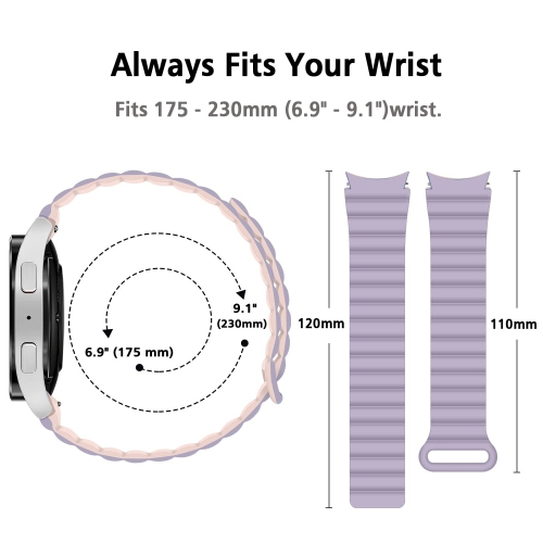 HITZEE Bands Compatible with Samsung Galaxy Watch 4 Band 40mm 44mm Galaxy Watch 5, 20mm Silicone Magnetic Loop Sport Strap Bracelet for Galaxy