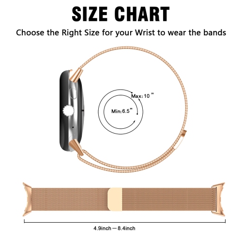 Kakurookie Compatible for Google Pixel Smart Watch Bands Women Men, Stainless Steel Magnetic Metal Strap Quick Release Replacement Wristband Bracelet