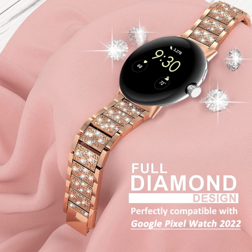 Miimall compatible avec le bracelet de montre Pixel de Google, bracelet de remplacement en acier inoxydable avec diamants et pierres du Rhin pour