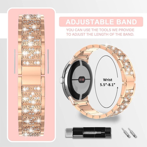 Miimall compatible avec le bracelet de montre Pixel de Google, bracelet de remplacement en acier inoxydable avec diamants et pierres du Rhin pour