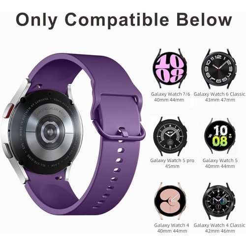 Galaxy Watch 7 6 5 4 Band 40mm 44mm/ Galaxy Watch 6 4 Classic Band 43mm 47mm 46mm 42mm/Watch 5 pro 45mm,Active 2 Band, 20mm Band Soft Silicone Sport