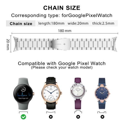 Compatible with Google Pixel Watch Band, Stainless Steel Sport Replacement Strap Bracelet Band for Google Pixel Watch