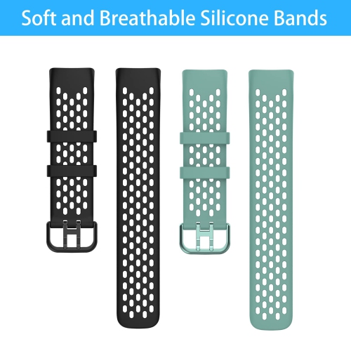 2 bracelets silicone compatibles Fitbit charge 5, étanche, respirant. Souple, remplacement app. Sport aout., bracelet silicone souple. Pour charge 5
