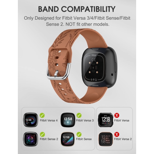 Bracelet gravé floral compatible avec les bracelets Sense, Sense 2, Versa 3, Versa 4, pour femmes, bracelet en silicone souple Dandelion Wildflower