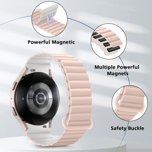 Bracelets HITZEE compatibles avec les bracelets Galaxy Watch 4 40 mm de Samsung Galaxy Watch 5, bracelet sport à boucle magnétique 20 mm en silicone