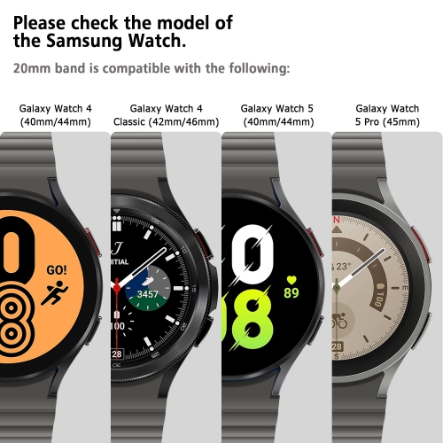 HITZEE Bands Compatible with Samsung Galaxy Watch 4 Band 40mm 44mm Galaxy Watch 5, 20mm Silicone Magnetic Loop Sport Strap Bracelet for Galaxy