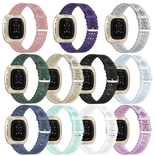 Bracelet en silicone lacé compatible avec les bracelets Versa 3/Versa 4 de Fitbit, hommes, remplacement int. Mince perméable à l’air. Sport, pour