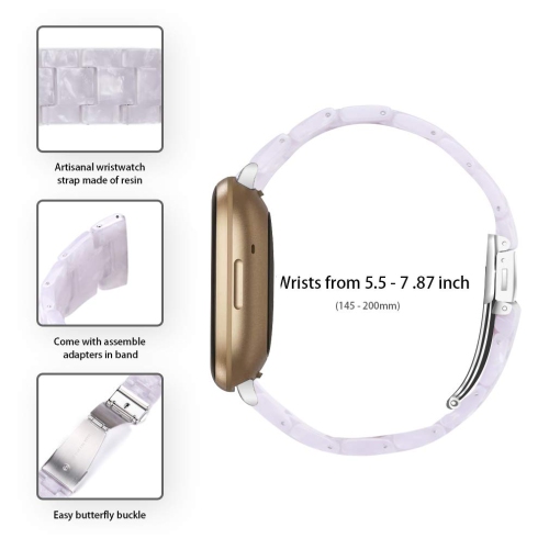 Compatible with Fitbit Versa 4 / Versa 3 / Sense 2 / Fitbit Sense Resin Band with Tools, Unique Elegant Wristband Adjustable Sport Strap for Versa 4