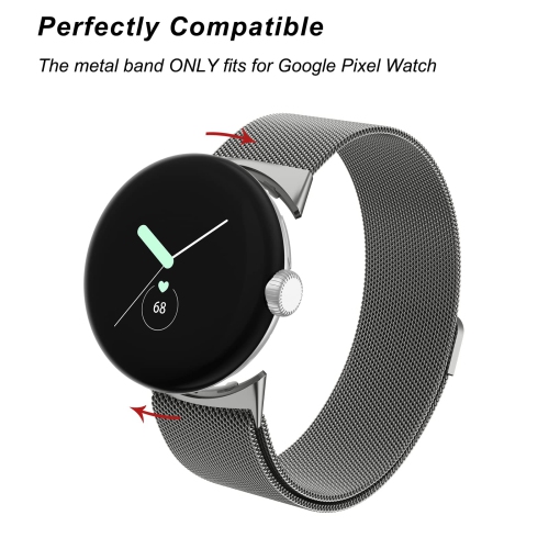 Bracelet métal compatible avec les bracelets Pixel montre Google pour femmes, bracelet remplacement bracelet boucle mailles inox pour Pixel montre