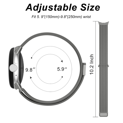 Bracelet métal compatible avec les bracelets Pixel montre Google pour femmes, bracelet remplacement bracelet boucle mailles inox pour Pixel montre
